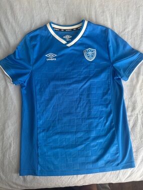 Umbro Kids Blue Short-Sleeve Soccer Top with White Trim